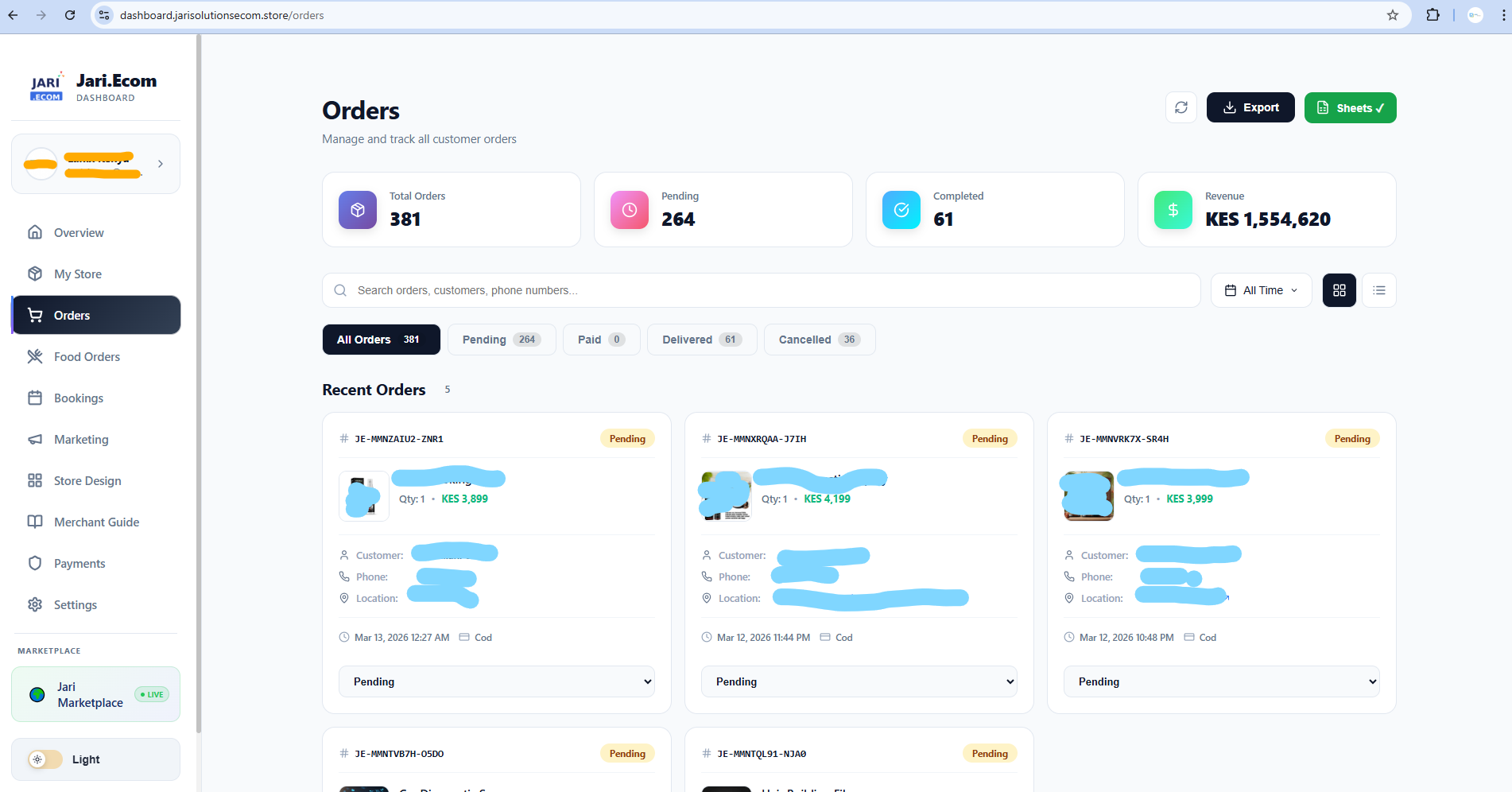Orders Dashboard